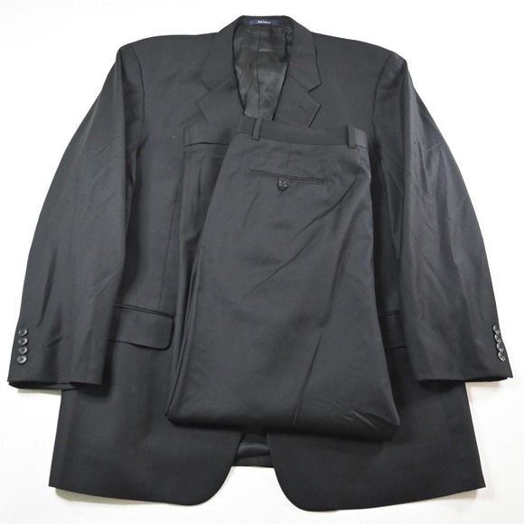Turnbury 46L 38x30 Black 100% Wool Mens Jacket Pants Suit